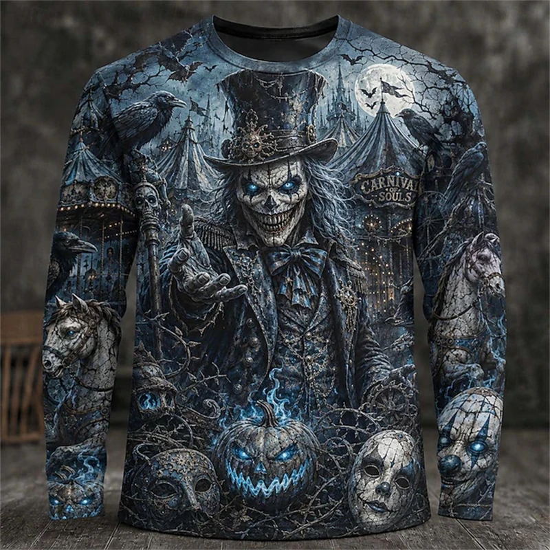 Men'S Fashion T Shirts - Kaos Lengan Panjang Berkerah Bulat Bertema