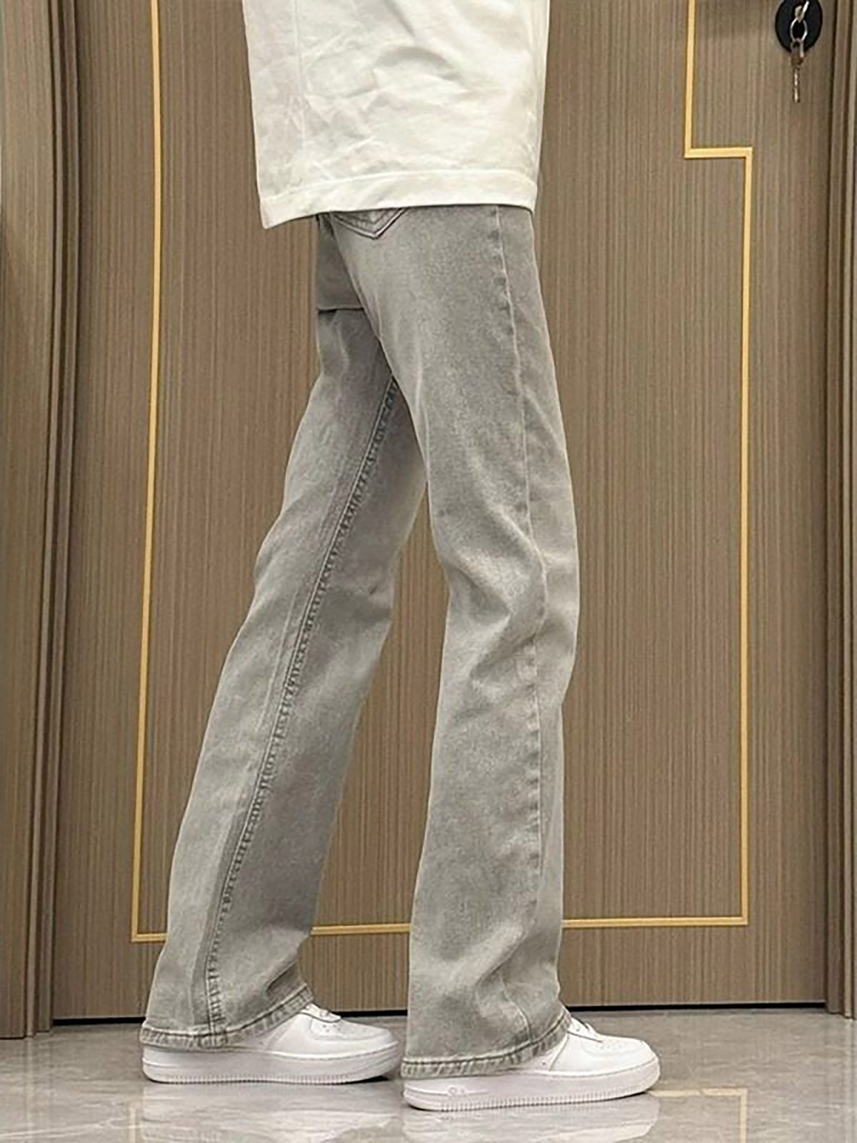 Celana Jeans Pria Model Lurus  - Men'S Fashion Grey Jeans ulasan dan harga
